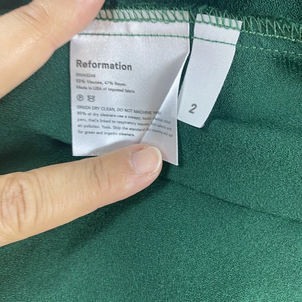 Reformation Gavin Midi Dress Sz 2 Emerald Green Cut Out Lightweight - Picture 5 of 12